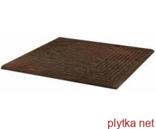 Клінкерна плитка Semir Brown 30 x 30 x 1,1 сходинка рифлена нарожна структурна 300x300x0 матова